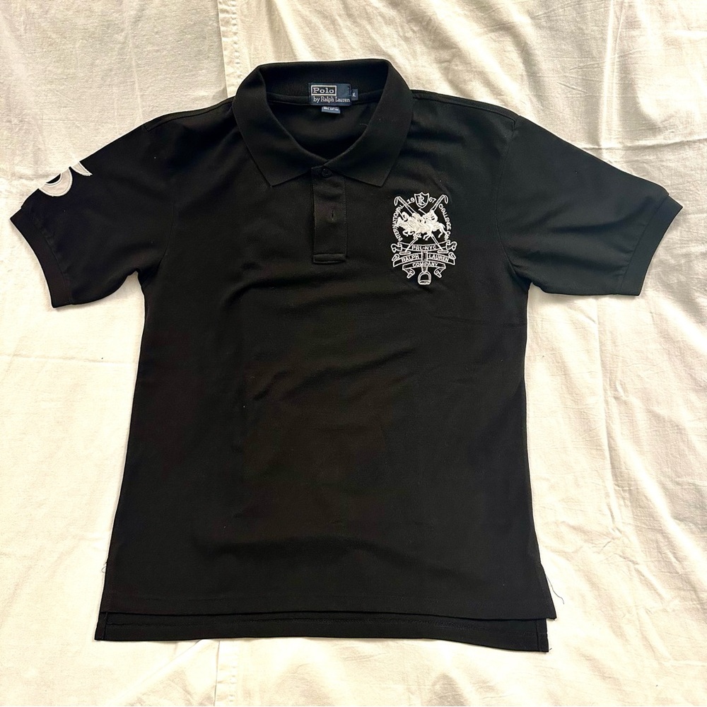 Ralph Lauren Women’s Black Polo Shirt with White Embroidery #5 Classic